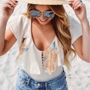 Free People Matilda Body Suit Ruffle Thong